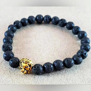 Lava Rock Stone Lion bracelet